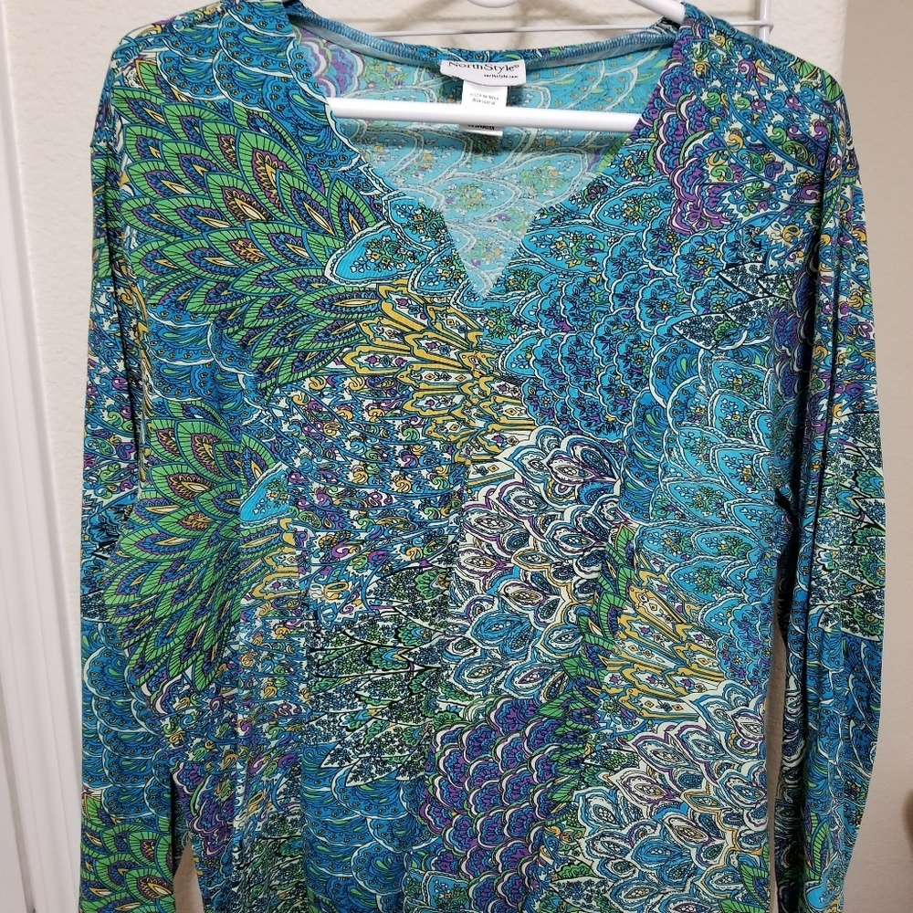 Peacock print blouse